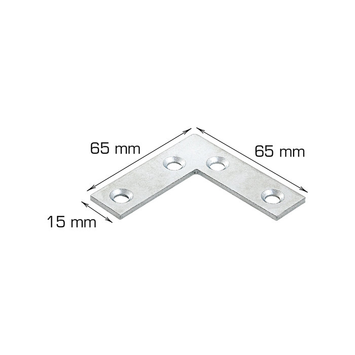 Hjørnebeslag 65 x 65 x 15 mm 2 stk.